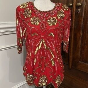 Ramana silk vintage beaded shirt